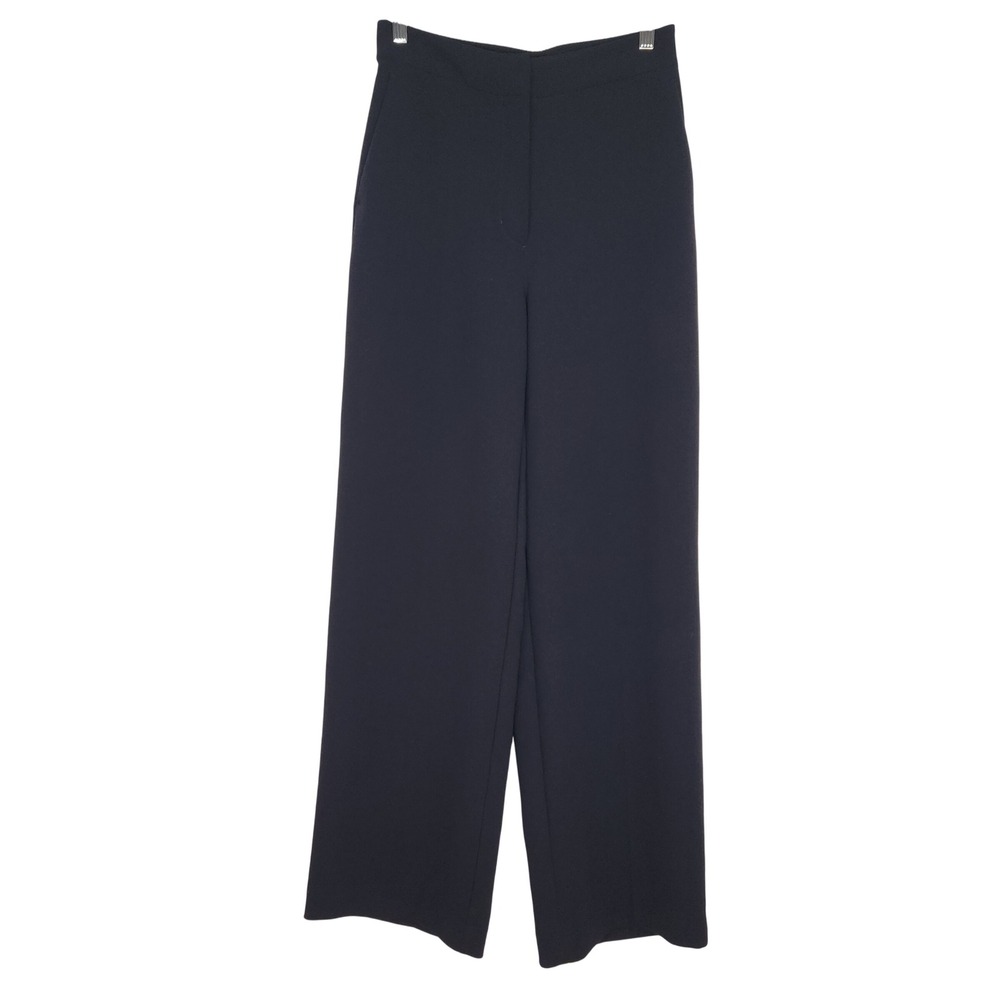Wilfred Aritzia Alanya Black Wide Leg Crepe Trousers Elastic Back High Rise 6